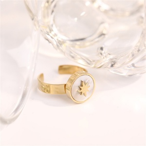 Custom Luxury Adjustable <b>Ring</b> Stainless Steel Shell Round <b>Rings</b> for Women - Product Image 6