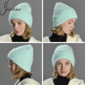 Jxwatcher <strong>Women</strong> Cuffed Soft Winter Warm Cozy Fuzzy Knitted Hat Double Layer Thick Custom Fluffy <strong>Cashmere</strong> Skullcap <strong>Beanie</strong> Blank - Product Image 3