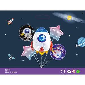 Razzo a forma di palloncino di lamina di spessore 5 pz YA08 universo astronauta Bouquet a tema per la festa della mamma laurea eventi di capodanno cinese - Product Image 1