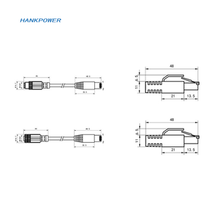 Câble Ethernet M12 Réseau <span class=keywords><strong>LAN</strong></span> 4 broches 8 broches M12 vers connecteur RJ45 Caméra industrielle Câble de vision industrielle - Product Image 4