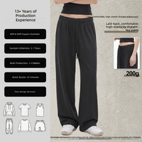 Pantalon de survêtement ample à jambes larges pour femme, taille élastique, en coton doux et extensible, léger, décontracté, uni, basique, pour l'été