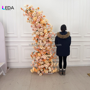 LEDA Arche florale orange pour mariage, décoration de fond de canapé, chemin de table floral en roses pour fête de mariage - Vente chaude - Product Image 6