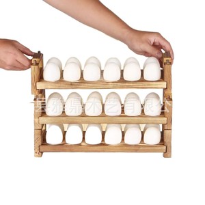 Support à œufs en bois à 3 niveaux empilable, rangement de cuisine, couleur naturelle - Product Image 3