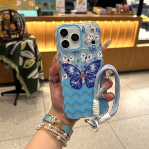Coque Papillon avec <span class=keywords><strong>Cordon</strong></span> pour iPhone 16 15 14 Pro Max - Étui Bandoulière Scintillant - Coque de Protection - Product Image 5
