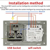 Sakelar Lampu WiFi Pintar Standar AS SIXWGH, Kompatibel dengan Alexa/Google Home, Panel Kaca Sentuh ABS, Timer, Membutuhkan Netral, 10A