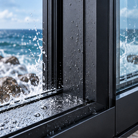 Porte coulissante en verre en alliage d'aluminium, isolée thermiquement, étanche, avec écran en acier inoxydable pour extérieur commercial