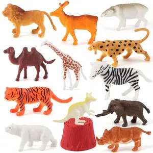 HYシミュレーション小さなジャングル動物モデルセット子供静的シーン装飾タイガーキリン