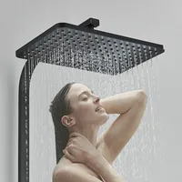Ensemble de douche mural multifonctionnel noir moderne avec robinets thermostatiques et jets de massage en céramique pour la maison et l'hôtel