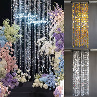 Rideau de perles acryliques avec sequins argentés pour décoration de mariage, rideau de perles suspendu au plafond pour la plantation printanière