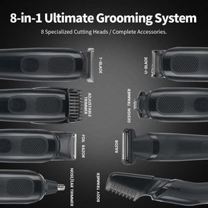 ชุดอุปกรณ์กรูมมิ่งสำหรับผู้ชาย PRITECH 11-in-1 เครื่องเล็มขนตามร่างกาย กันน้ำ IPX7 เครื่องโกนหนวด<span class=keywords><strong>ไฟ</strong></span>ฟ้า เครื่องเล็มขนจมูกและเครา ใบมีดรูปตัว T - Product Image 2