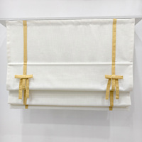ZSTARR Stores romains à ruban blanc en tissu faux lin avec nœud papillon pour salon, chambre à coucher, décoration intérieure, vente en gros