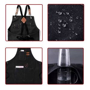 Tabliers de cuisine personnalisés imperméables et résistants à l'huile en toile 100% coton pour hommes - Product Image 4