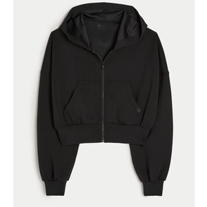 Wholesale Custom Heavyweight Long Sleeve Crop Top Sweatshirt Drawstring <b>Women</b> Fleece Pullover Jacket Zipped <b>Hoodie</b> - Product Image 3