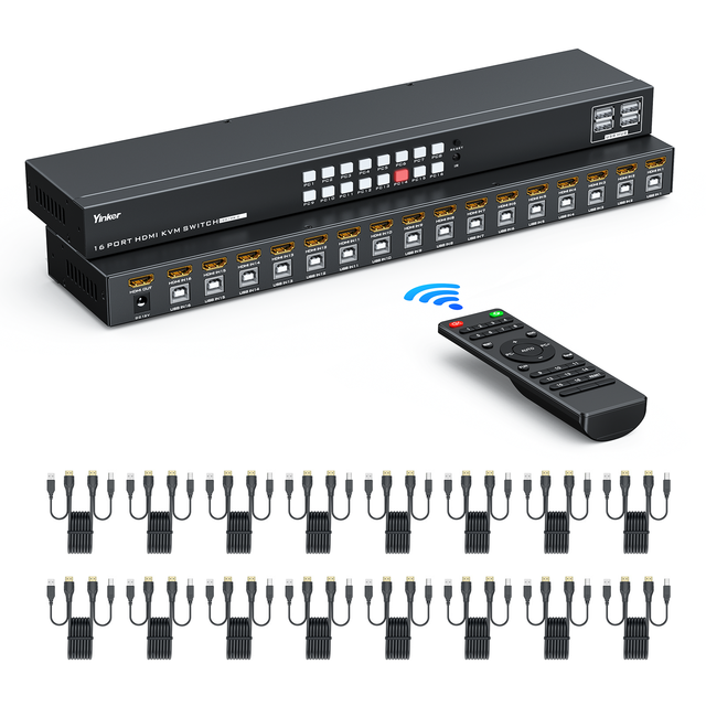 Yinker 4K30Hz Rackmount 16-Port HDMI KVM Switch