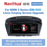 NaviHua Nouveau autoradio GPS 8,8'' style OEM avec système Linux, Carplay, écran pour BMW Série 3 BMW E90 E91 CCC 2004 2008 Lecteur DVD de voiture