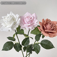 Rose artificielle en mousse à toucher réel, couleur dégradée, tige de rose artificielle, fleur artificielle pour mariage vintage, vente en gros