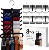 Cintres à cravates en velours avec logo personnalisé, antidérapants, floqués, organisateurs d'écharpes, gain de place, cintres de rangement pour vêtements avec crochet