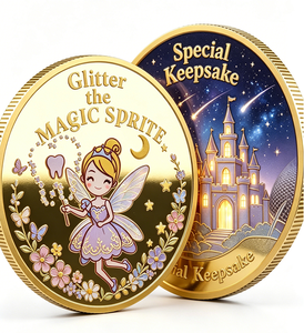 Custom UV Animal Glitter Magic Sprite Tooth Fairy 3D Painted Enamel Commemorative Challenge Coin Dual-Sided Kids Keepsake Coin - Product Image 6