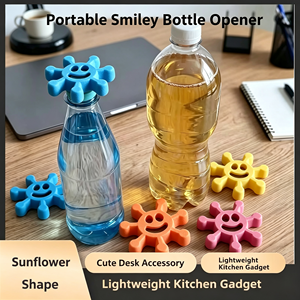 Ouvre-bouteille Tournesol Smiley Portable, Gadget de Cuisine Mignon, Ouvre-bière à Prise Facile, Accessoire de Bureau Léger, Cadeau Original pour Fête - Product Image 2