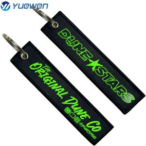 Promotional Gifts <b>Custom</b> Own Brand Logo Cheap Jet Tag Fabric Embroidery Car Keychains Woven Keychain - Product Image 2