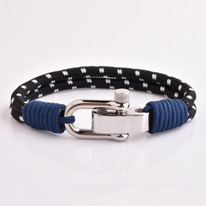 <span class=keywords><strong>Bracelet</strong></span> Viking en acier inoxydable avec cordon en nylon noir personnalisé mode et bon marché - Product Image 3