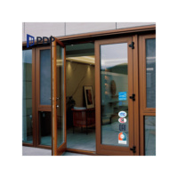 Ventanas de Estilo Costero para Interiores PDP, Doble Vidrio Templado, Rejillas Decorativas, Marco de Madera Revestido de Aluminio, Aislamiento Térmico, para Patio y Jardín