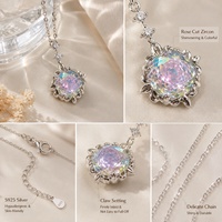 Collier pendentif fleur en cristal coloré, chaîne en cuivre, bijoux vintage Y2K, cadeau de mode pour femmes