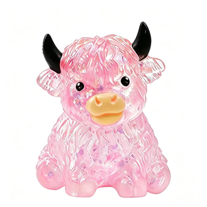 Jouet sensoriel anti-stress en forme de vache des Highlands scintillante, à rebond lent, pour le bout des doigts – Vente chaude - Product Image 5