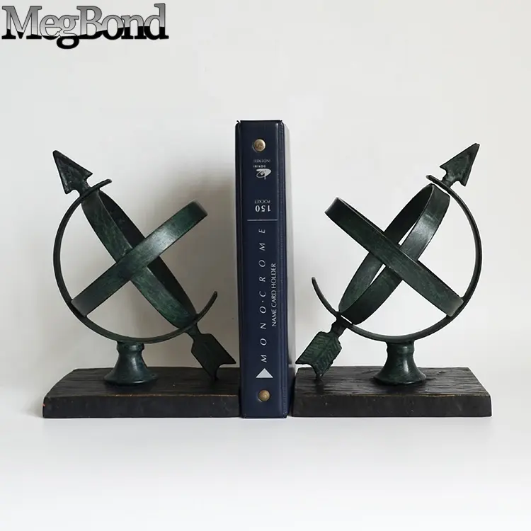 Antique globe bookends for decoration, Metal armillary sphere bookends