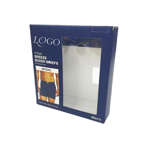 Caja de embalaje de cartón para ropa interior personalizada con ventanas para exhibición de ropa, calzoncillos bóxer para hombre, calzoncillos y calzoncillos para hombre - Product Image 1