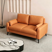 Canapé compact 2 places en cuir résistant aux griffures de chat avec accoudoirs, mini canapé double pour salon