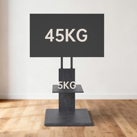 Kaki Meja TV Kayu Adjustable Khcoohoo, Meja TV Lantai Kayu & Baja dengan Sertifikasi CE, Kompatibel untuk TV 32"-65"