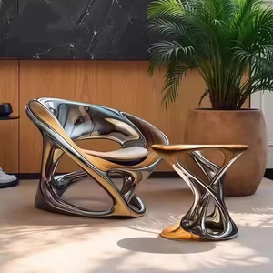 Sillón <span class=keywords><strong>de</strong></span> Diseño Nórdico Creativo para Sala <span class=keywords><strong>de</strong></span> Estar, Balcón, Sofá Individual Moderno, Silla <span class=keywords><strong>de</strong></span> Reuniones, Muebles para el Hogar con Diseño Calado y Brillante - Product Image 2