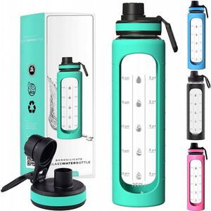 Bouteille d'eau de sport personnalisée avec logo pour la salle de sport, bouteilles en verre borosilicate à large ouverture pour l'eau potable - Product Image 3