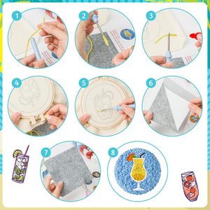 Art Work Decor Sous-verres Kits pour Débutants DIY Set Yarns Broderie Hoop Tool - Product Image 5