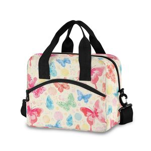 Sac à déjeuner papillon aquarelle rêveuse 10L, sac isotherme avec bandoulière, imprimé floral pastel, style tendance - Product Image 2