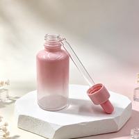 Flacon compte-gouttes en verre rose dégradé pour huiles essentielles, 5 ml, 10 ml, 15 ml, 20 ml, 30 ml, 1 oz, 50 ml, 2 oz, 100 ml, avec bouchon rose