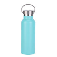 Botol Air Stainless Steel Dinding Ganda Ramah Lingkungan Desain Klasik dengan Pegangan, Tutup Bambu, dan Sedotan, Grosir Kustom