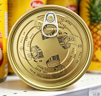 401 #   Couvercle de boîte de conserve facile à ouvrir de 98,9 mm, plaqué étain, double dorure, avec motif découpé, pour fruits en conserve