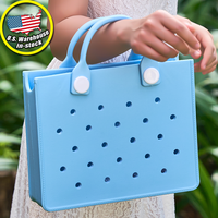 Sac fourre-tout EVA design personnalisé pour femmes Sac à main étanche pour ordinateur portable avec trous de poinçonnage pour sabot Charm Styling Sacs à main Stock américain