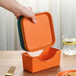 Plateau multifonction en <span class=keywords><strong>plastique</strong></span>, <span class=keywords><strong>assiette</strong></span> à fruits et collations réutilisable pour table à manger, ensemble d'assiettes colorées en <span class=keywords><strong>plastique</strong></span> - Product Image 4
