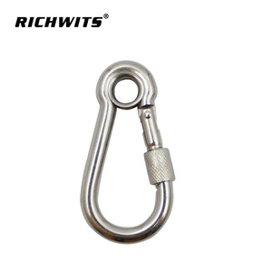 Mosquetón de Acero Inoxidable 304/316 RICHWITS, Gancho de Seguridad para Montañismo con Anillo y Diseño de Resorte de Tuerca para Aventuras al Aire Libre - Product Image 4