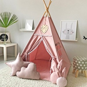 Tienda de campaña plegable Entai para niños, casa de juegos grande para niños, para exteriores e interiores, de lona de algodón indio, tipi portátil para niños, tiendas de campaña para bebés - Product Image 4