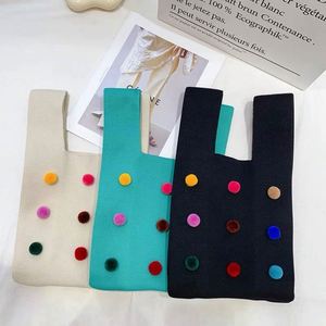 Sac à main en tricot coloré de style coréen, sac fourre-tout en crochet pour femmes - Product Image 3