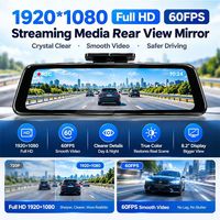Caméra de tableau de bord avec écran miroir 8,2 pouces, contrôle par application WiFi, streaming multimédia, double enregistrement, enregistreur DVR pour voiture, application iOS Android, dashcam