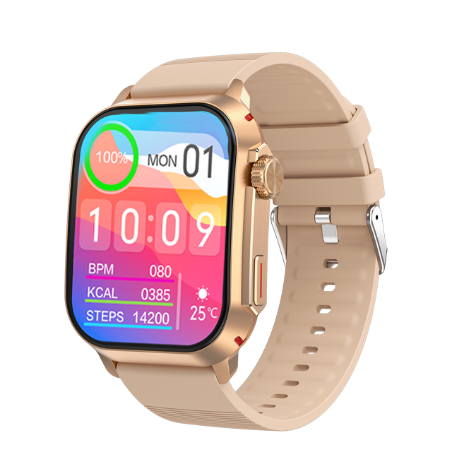 2.04Inch Amoled 3D Curved Full Touch Square Screen IP67 Waterproof Smart Watch Temperature Sleep Monitoring Stainless Steel