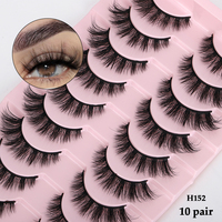 Cils SP naturels noirs longs, 10 paires, effet œil de chat, pour un volume éclatant, bande complète, faux cils en vison synthétique réutilisables, sans cruauté animale
