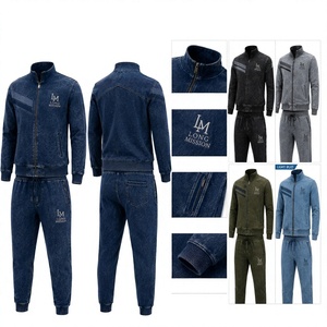 Survêtement pour homme LONG MISSION, coupe classique, couleur unie, 100% coton, léger, respirant, fermeture éclair sur le devant, logo brodé - Product Image 1