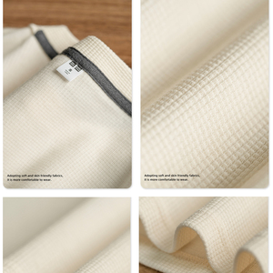 T-shirt à manches longues en tricot gaufré personnalisé en gros pour hommes, tissu en viscose de bambou durable - Product Image 4