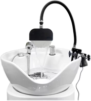 Chaise de lavage mobile à circulation d'eau en cascade, design contemporain en acrylique pour salon de beauté, coiffure et spa